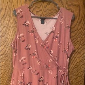 Pink Floral Wrap Dress